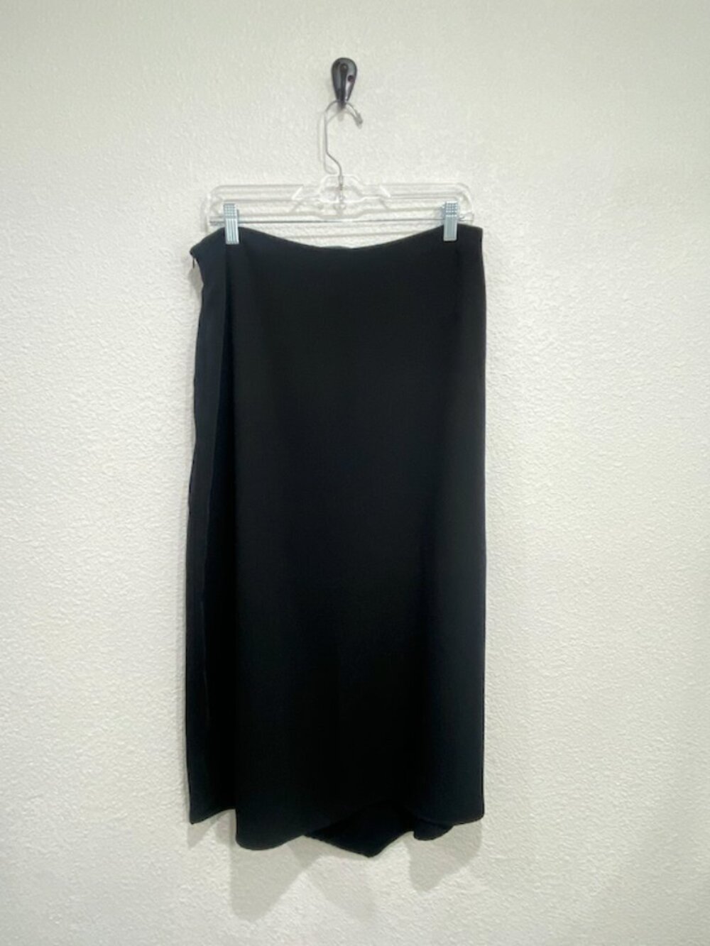Zara Asymmetric Midi Skirt Split Hem Minimalist Black Large - Picture 4 of 8